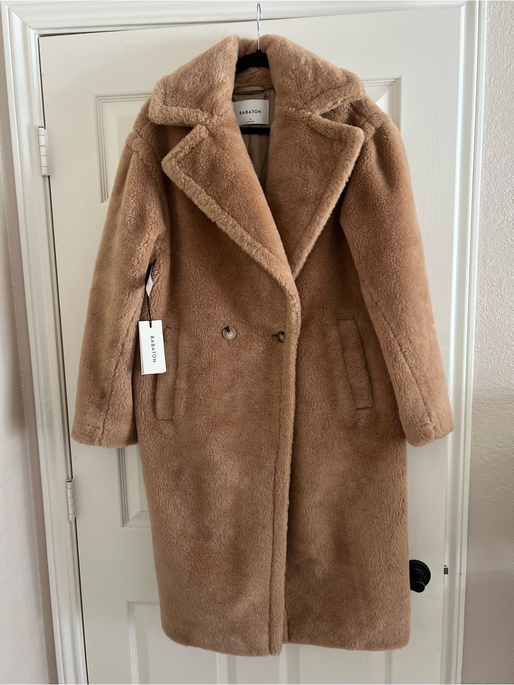 Aritzia Babaton Camel Teddy Faux-Shearling Long Coat